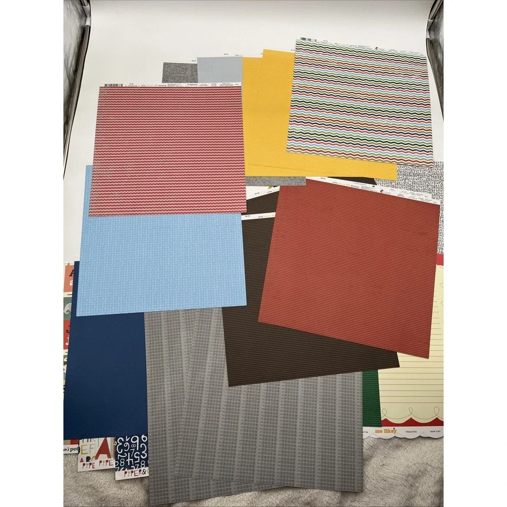 12x12 School Scrapbook Paper Lot Pink Paislee Bella Blvd Simple Stories‎
